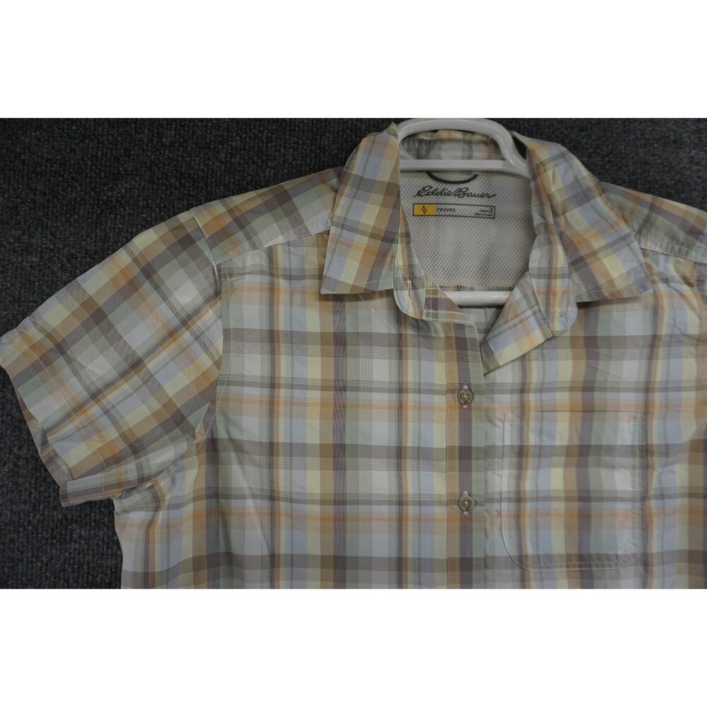 Eddie Bauer Shirt Womens Small Travex Short Sleeve Button Up Performance